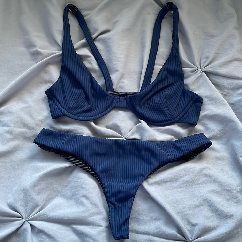 Acacia Swim Ribbed Deep Navy set